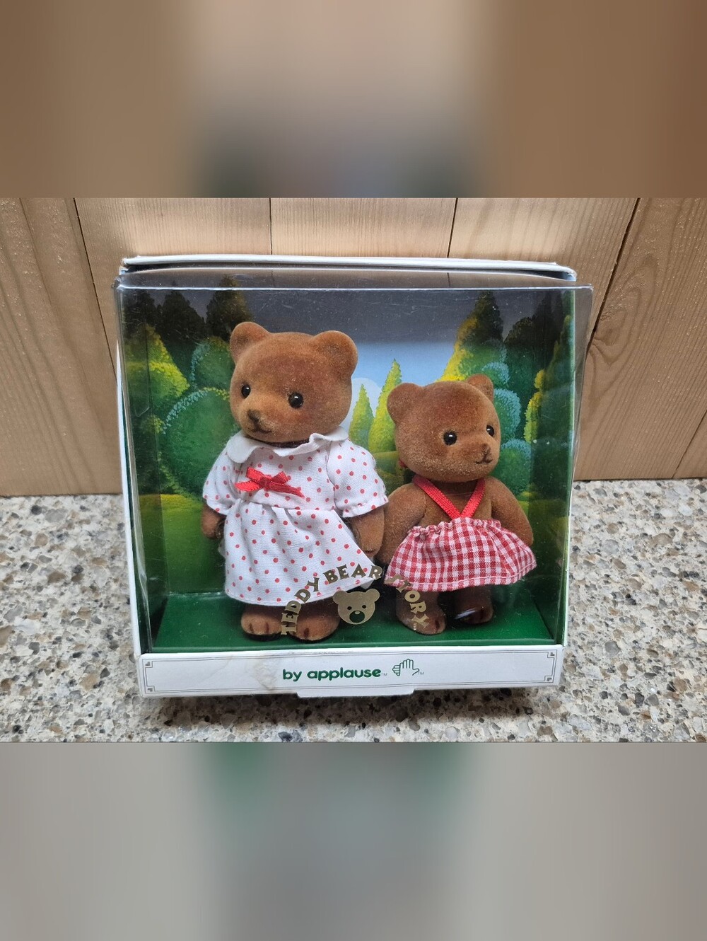 Vtg 1986 Applause Teddy Bear Story CeCe and Dee-Dee Flocked Figures Boxed #19066